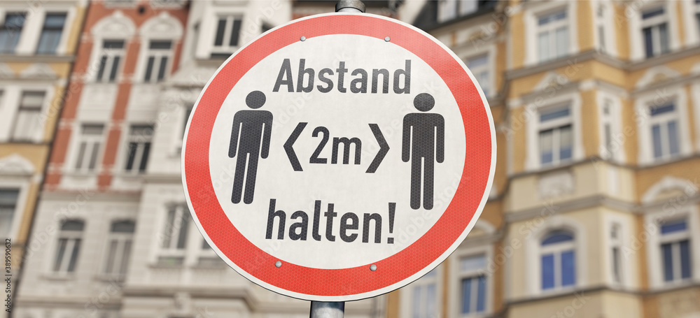 Schild 2m Abstand halten