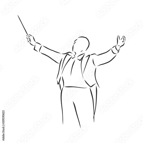 cartoon, hand drawn, vector, sketch, illustration of kapellmeister, conductor vector sketch illustration