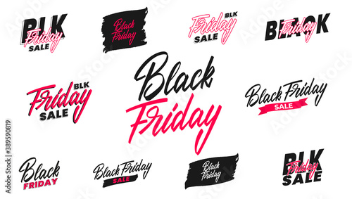 Black Friday sale set. Black Friday label design with lettering