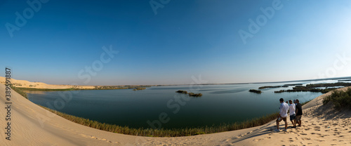 Panoramic of Alasfar Lake (Yellow Lake) near Al Hasa in Eastern Saudi Arabia