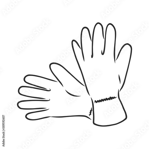 Vector Black Sketch Illustration - Textile Workers Gloves, gloves vector sketch illustration