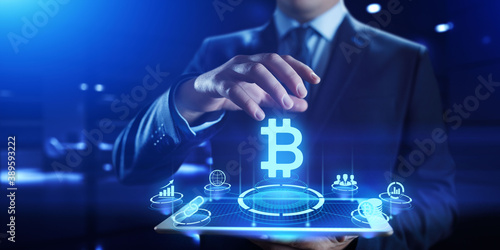 BItcoin virtual currencies digital money fintech financial technology concept.