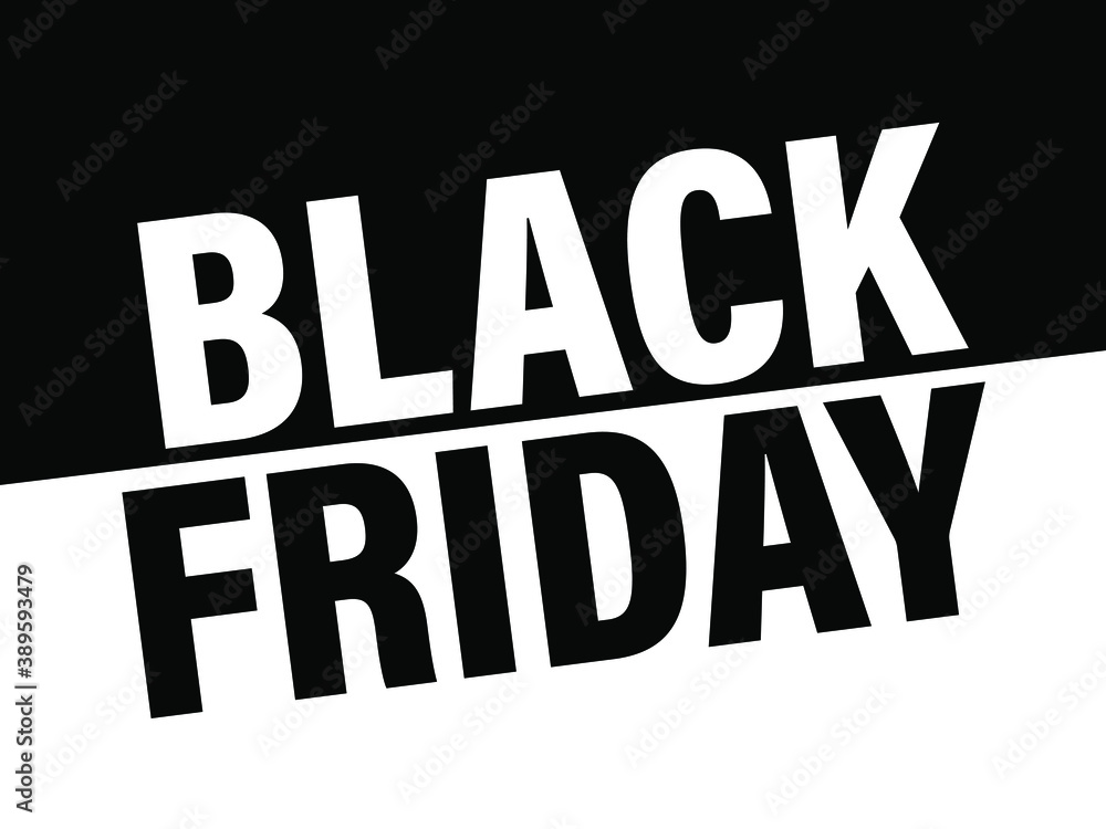 Poster design for sale on Black Friday. Advertising banner in black and white.