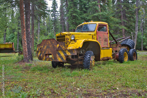 Old abandoned truck used in the construction of the Alaska Canada Highway in the forties of the 20th century