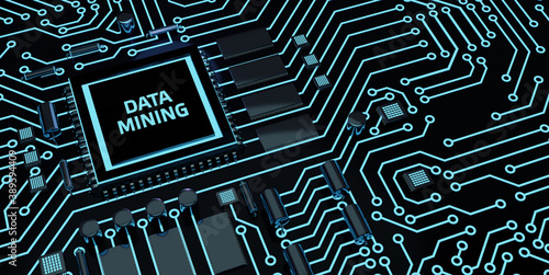 Data mining concept. Business, modern technology, internet and networking concept. Microchip