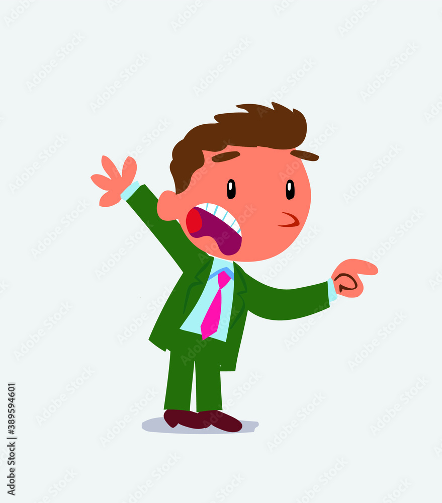 cartoon character of businessman pointing at something outraged cartoon character of businessman pointing at something outraged