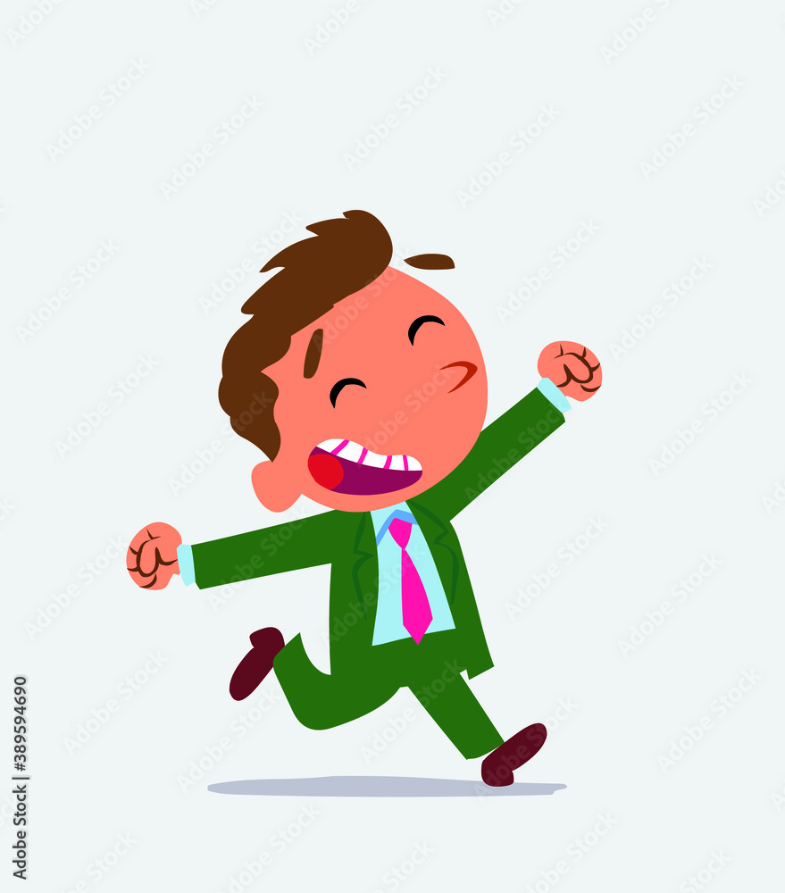 cartoon character of businessman running very euphoric cartoon character of businessman running very euphoric