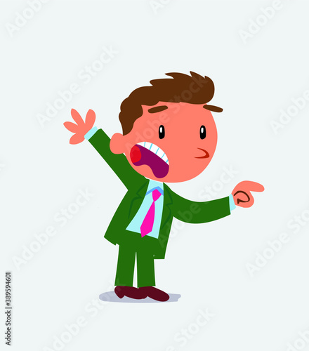 cartoon character of businessman pointing at something outraged