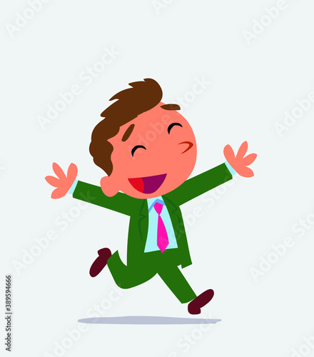 cartoon character of businessman running euphoric