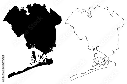 Queens County, New York State (U.S. county, United States of America, USA, U.S., US) map vector illustration, scribble sketch Queens map