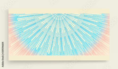 3d abstract half-round. Array with dynamic particles. Cover design template. Vector illustration.
