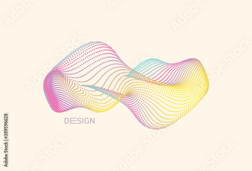 Abstract digital wave with dynamic particles. Sound wave. Big data visualization. 3d vector illustration for business, science or technology.