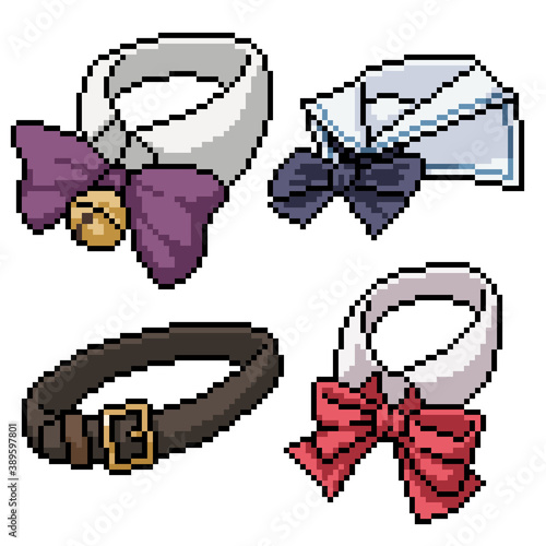 pixel art set isolated female collar
