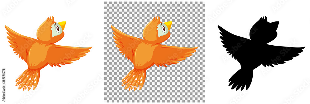 Naklejka premium Cute orange bird cartoon character