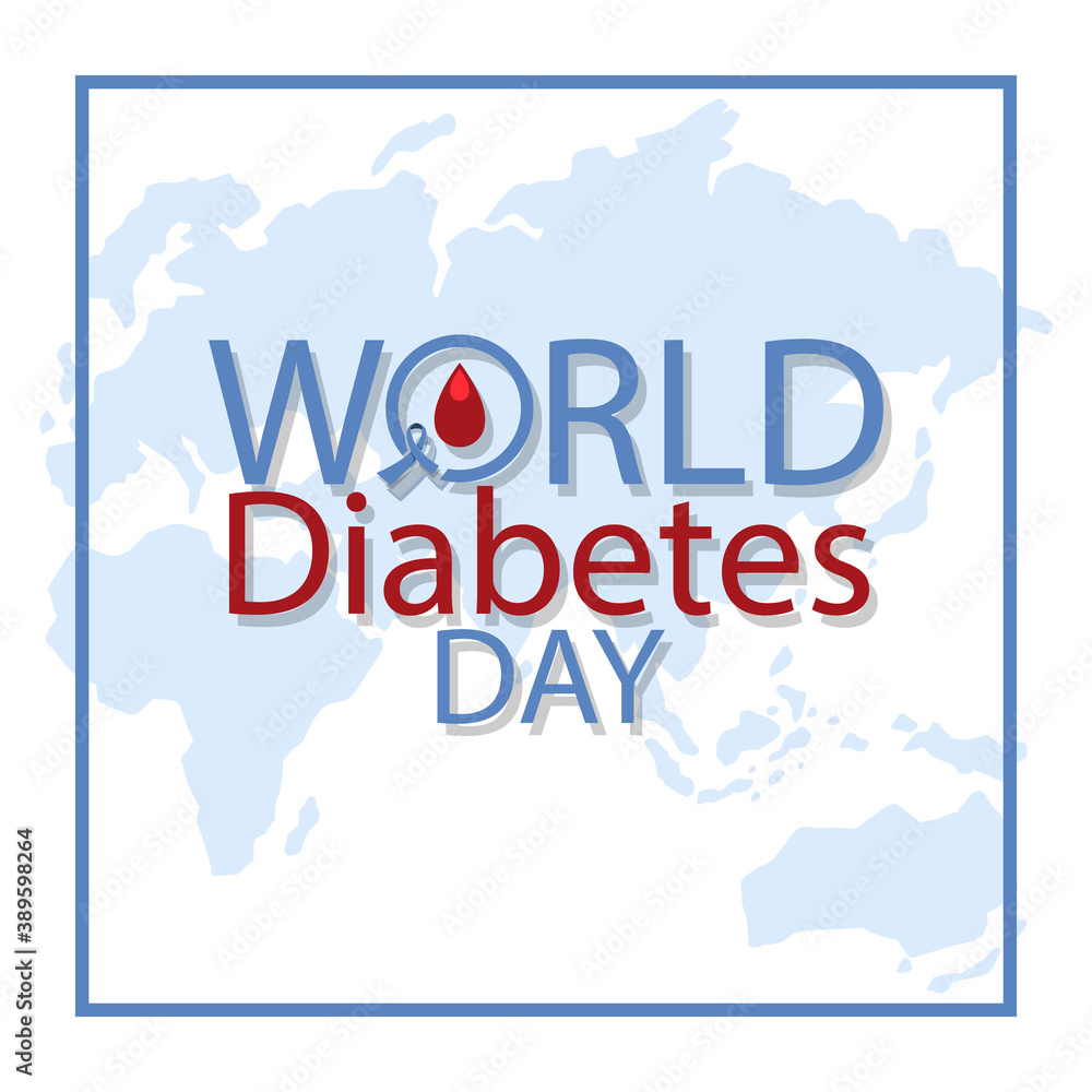 World Diabetes Day logo or banner on world map