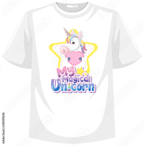 Isolated unicorn shirt on white background