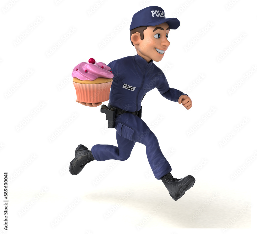Fun 3D illustration of a cartoon Police Officer Fun 3D illustration of a cartoon Police Officer