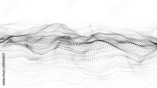 Abstract wave background with connection dots. Technology illustration. Futuristic modern dynamic wave.
