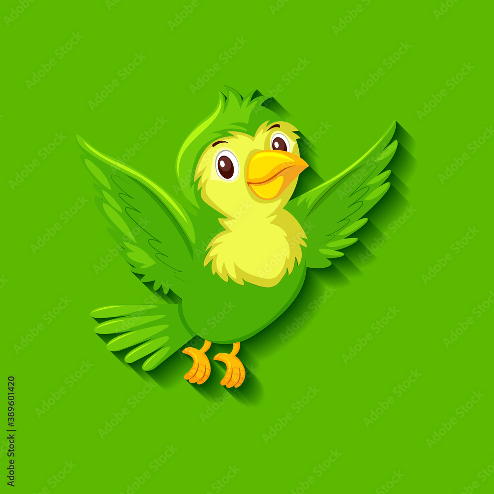 Cute green bird cartoon character Cute green bird cartoon character