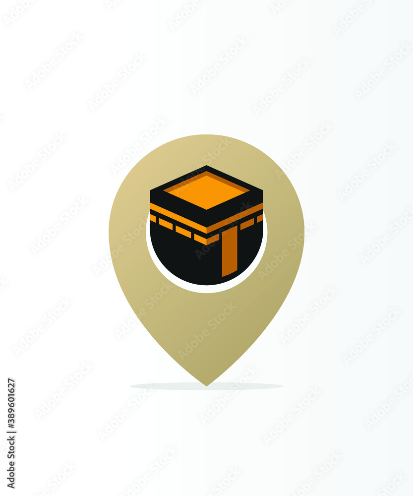 Qibla compass logo. Muslim prayer direction. Kaaba direction. Mecca