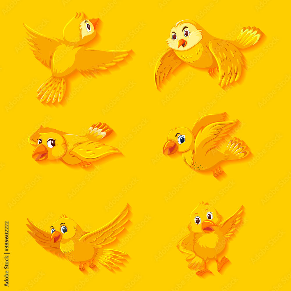 Cute yellow bird cartoon character Cute yellow bird cartoon character