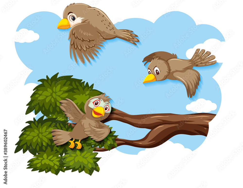 Fototapeta premium Happy bird flying in nature