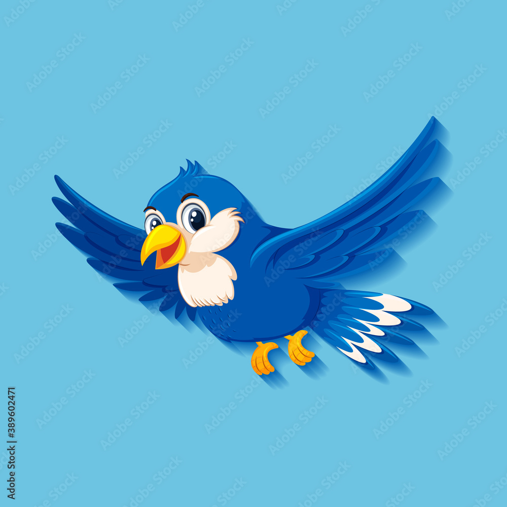 Fototapeta premium Cute blue bird cartoon character