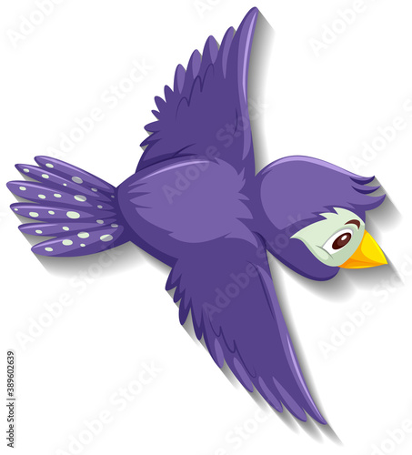 Cute purple bird cartoon character