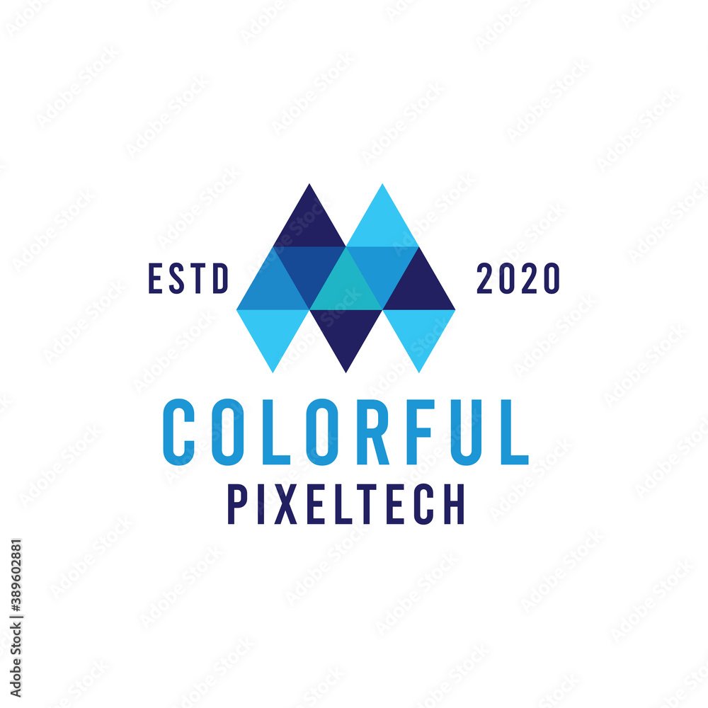 Obraz premium Colorful Pixel Technology Logo design Vector
