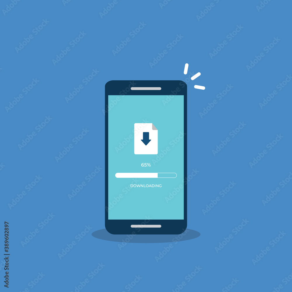 Downloading process on smartphone screen. Software interface background. Downloading process on smartphone screen. Software interface background.