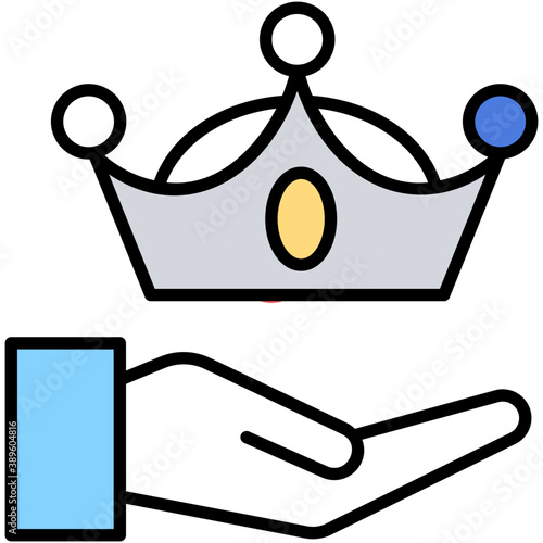 
Hand offering crown, premium content availability concept
