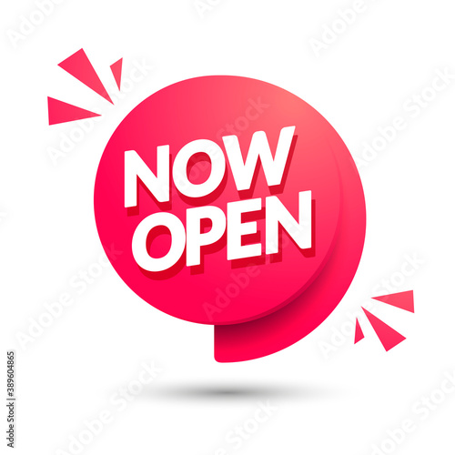 Vector Illustration Now Open Speech Bubble