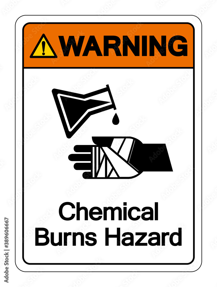 Warning Chemical Burns Hazard Symbol Sign ,Vector Illustration, Isolate