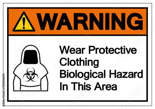 Warning Protective Clothing Biological Hazard Symbol, Vector Illustration, Isolate On White Background Label. EPS10