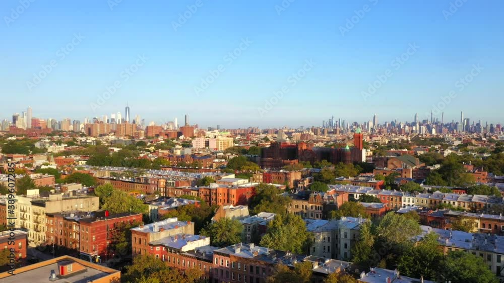 Aerial Crane Shot of the Urban Landscape in Brooklyn Aerial Crane Shot of the Urban Landscape in Brooklyn