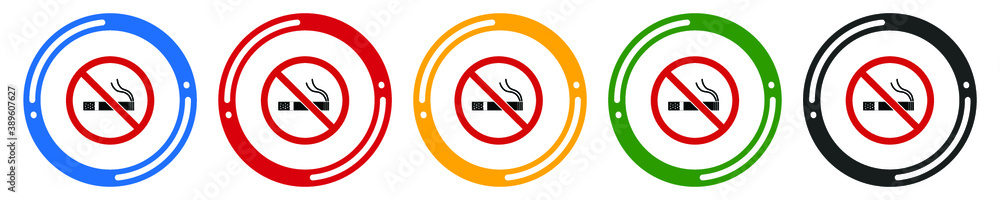 Cigarette flat icon set. flat design vector illustration in 5 colors options for web design Cigarette flat icon set. flat design vector illustration in 5 colors options for web design