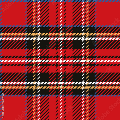 Rood, zwart en wit klassieke tartan vector herhaal patroon