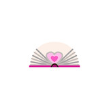 Book icon with heart. Vector illustration.