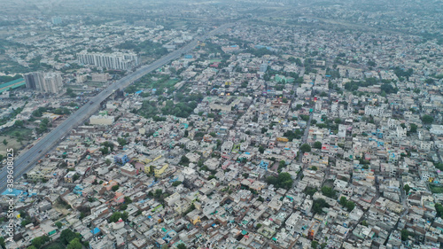 Fotografi Aerial shot of Mathura city, the birthplace of Krishna