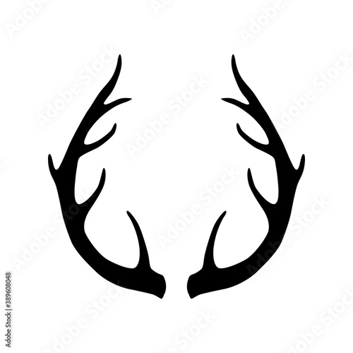 Deer antlers silhouette isolated on white background. Horns icon