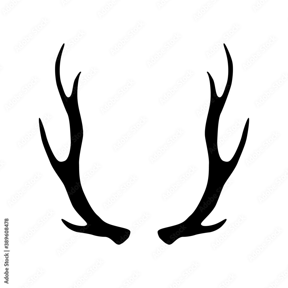 Deer antlers silhouette isolated on white background. Horns icon Deer antlers silhouette isolated on white background. Horns icon