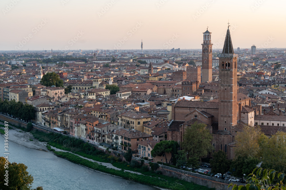 Panoramic view of Verona city in the sunset, Rome