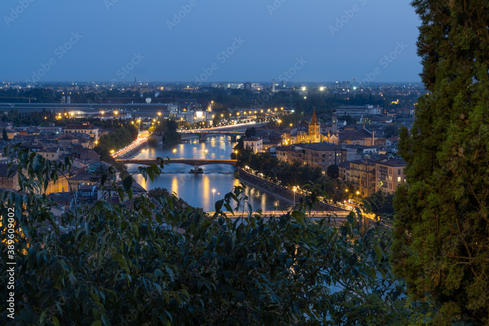 Evening panorama of Verona city, Rome