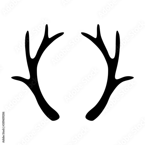 Deer antlers silhouette isolated on white background. Horns icon