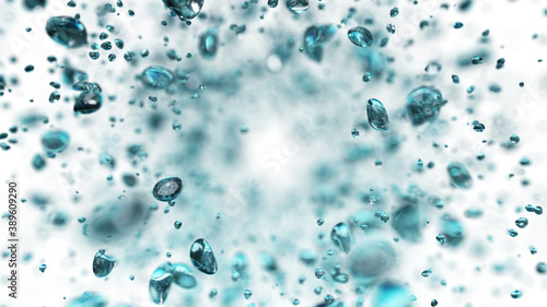 Wallpaper Mural Explosion of water droplets into the camera in slow motion on an isolated white background. 3d illustration Torontodigital.ca