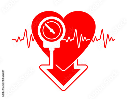 Lowering blood pressure medication emblem for cardio pills for hypertension disease - isolated vector icon