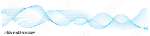 abstract vector blue curve wave lines on white background 