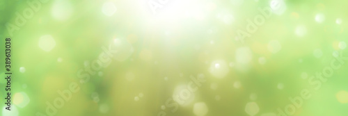  Spring background - green blurred bokeh lights - abstract banner