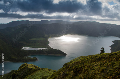 Bilde på lerret landscape view of fogo lagoon in azores