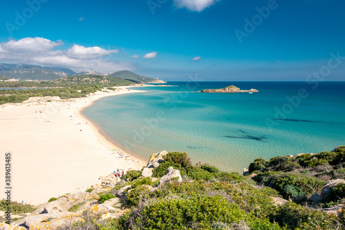 cristal clear water and white sand in Su Giudeu beach  Chia  Sardinia